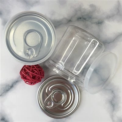 Latas de bebidas de plástico transparente vazias por atacado com vedação de aba e tampa contra poeira, potes de plástico herméticos à prova de vazamento para alimentos, grãos de café, chá de ervas, embalagens artesanais