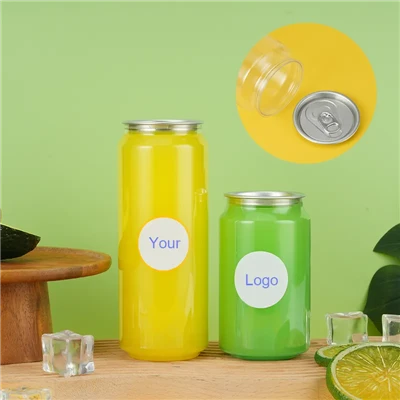 Latas de refrigerante transparentes de plástico de casca fácil aberta completa, recipientes de bebida vazios selados hermeticamente para suco de Boba e armazenamento de alimentos secos